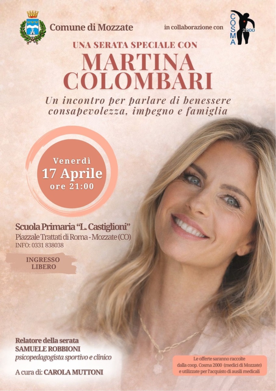 Martina Colombari sarà a Mozzate per una serata dedicata alla salute